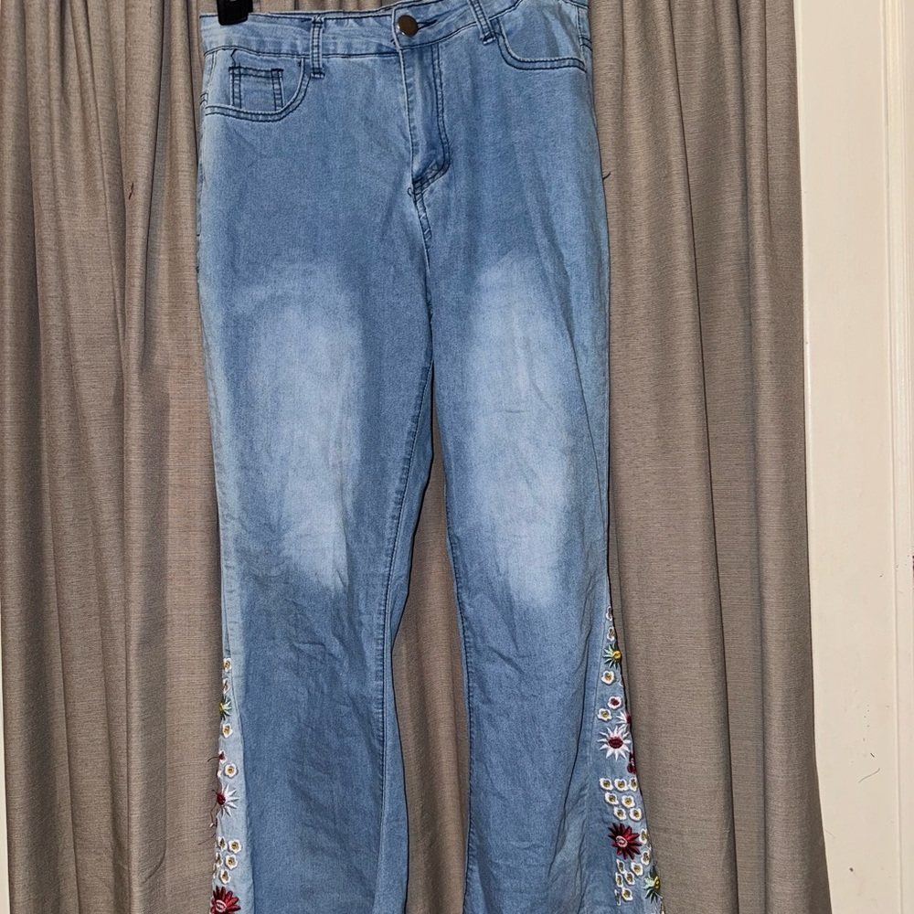 Embroidered Blue Jeans